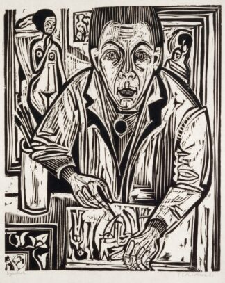 Selbstbildnis, holzschneidend by Ernst Ludwig Kirchner