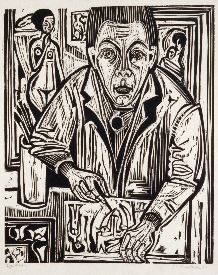 Selbstbildnis, holzschneidend by Ernst Ludwig Kirchner