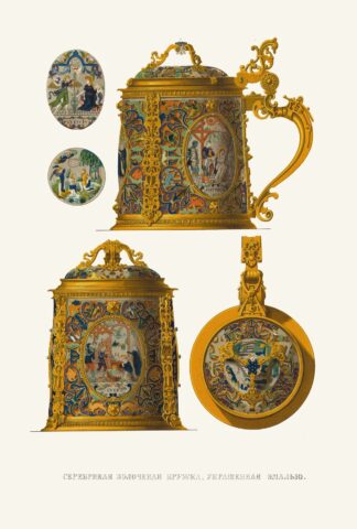 Serebrianaia zolochenaia kruzhka, ukrashennaia emal’iu by Fedor Grigoryevich Solntsev