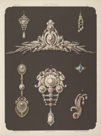 Seven Designs For Jewelry, Including Large Pearl And Diamond Brooch. by Martin Gerlach