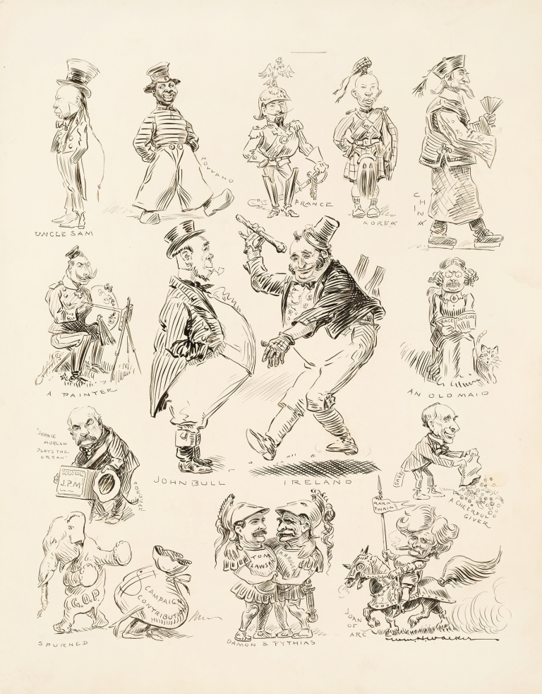 Several portraits of American and world leader figures by William Henry Walker