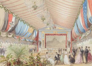 Sketch of the performance played on board ‘HMS Galatea’ by Nicholas Chevalier