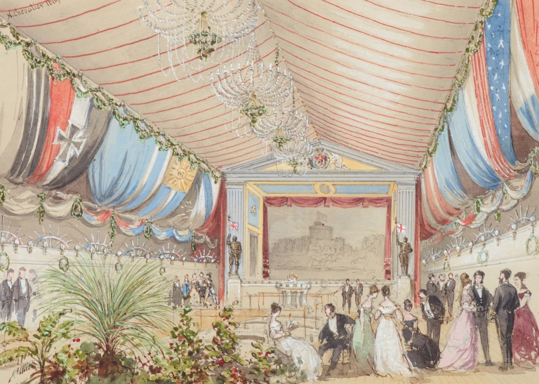 Sketch of the performance played on board ‘HMS Galatea’ by Nicholas Chevalier