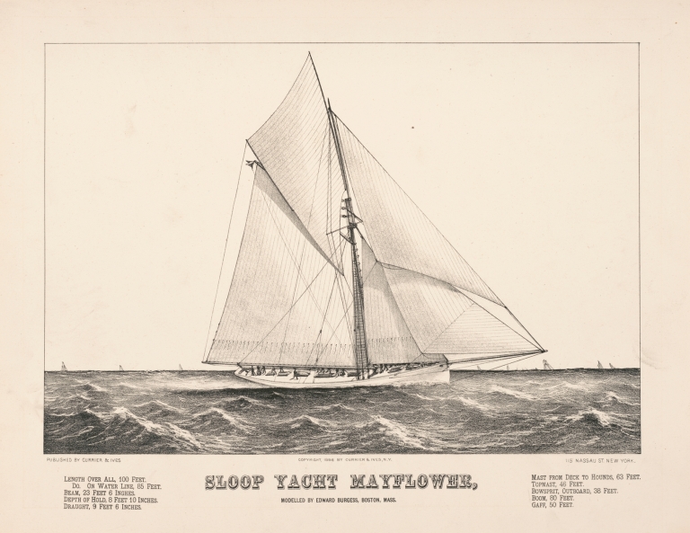 Sloop yacht Mayflower; modelled by Edward Burgess, Boston, Mass. by Currier & Ives.