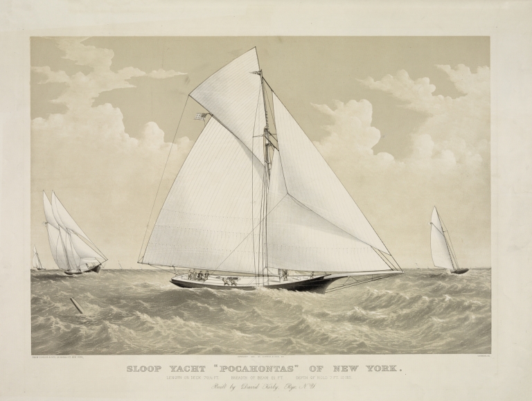 Sloop yacht ‘Pocahontas’ of New York by Currier & Ives.
