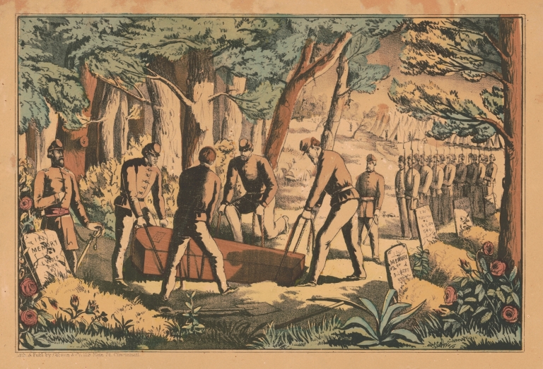Soldiers burial by Gibson & Co. Lith