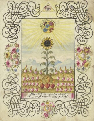 Sonnenblume mit Goldaufschrift by Johann Esaias Nilson