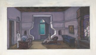 Stage design for Nikita Balieff’s theatrical company called Chauvre-Souris, New York City by Sergey Yurievich Sudeikin