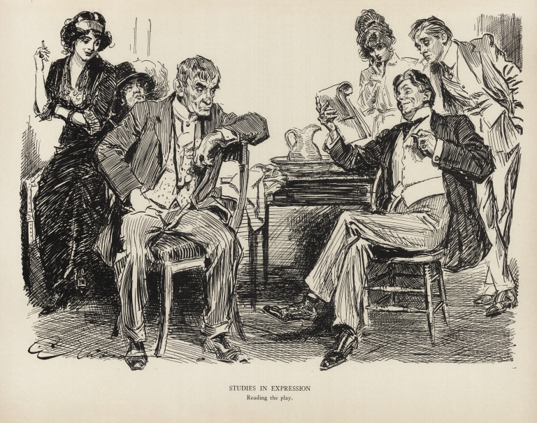 Studies in expression – Reading the play by Charles Dana Gibson