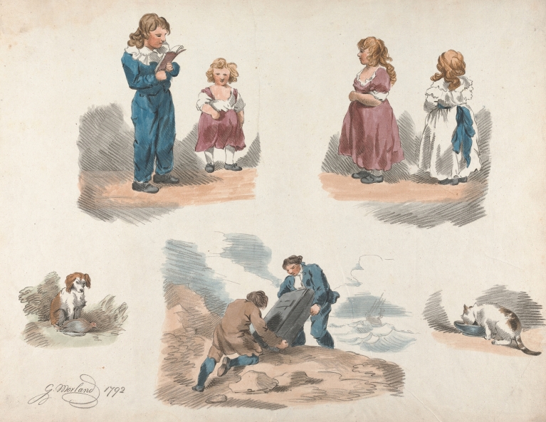 Studies of Children, a Dog, a Cat, etc. by George Morland