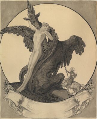 Study for a Bookplate with St. George Rescuing a Maiden from a Dragon by Franz von Bayros