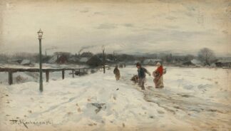 Suburban winter landscape by Roman Kazimierz Kochanowski
