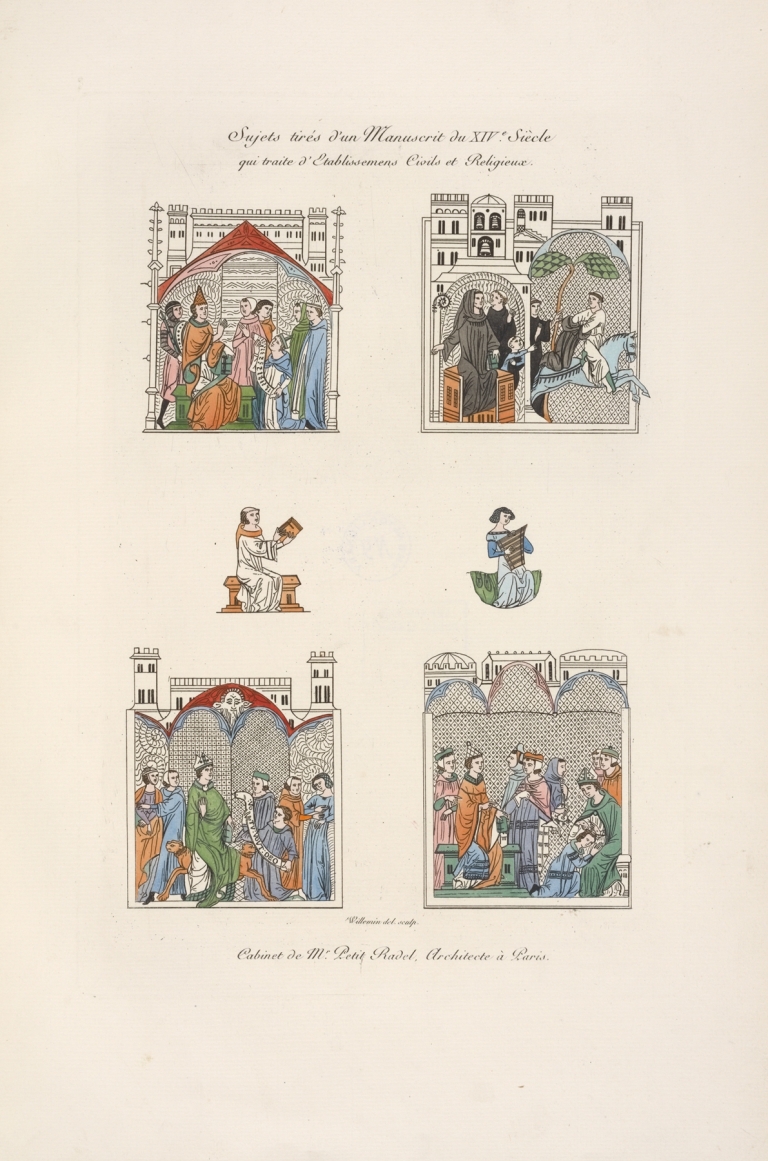 Sujets tirés d’un manuscrit du XIVe. siècle qui traite d’établissemens civils et religieux. by Nicolas Xavier Willemin
