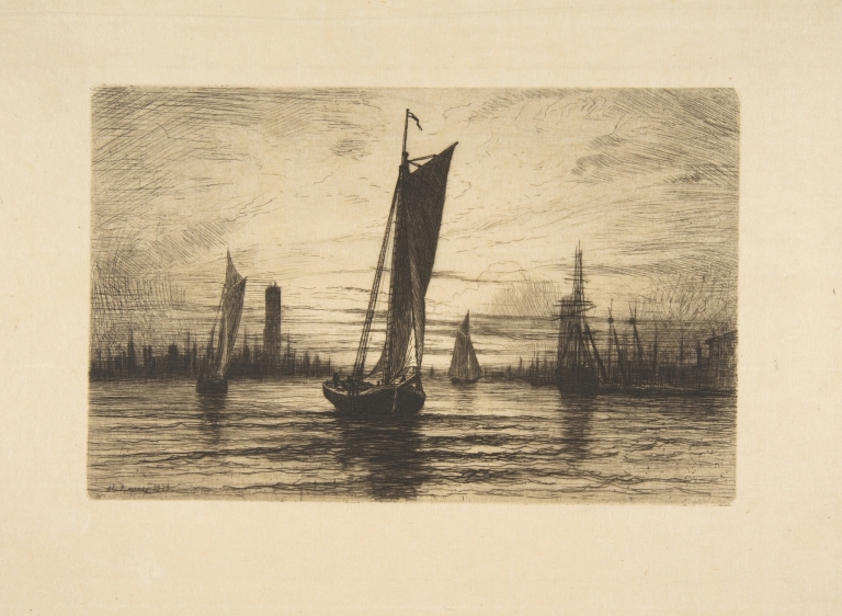 Sunset on the East River by Henry Farrer