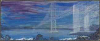 Suspension Bridge over Sea, Violet Sky by Anonymous