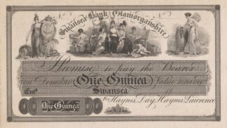 Swansea Bank Glamorganshire one pound note by Perkins & Heath