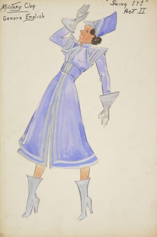 Swing It: Military Clog. Blue coat-dress with silver lining by Maxine Borowsky