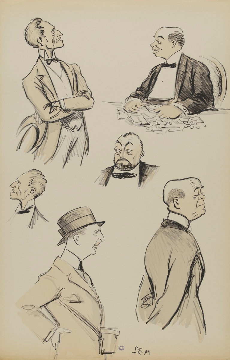 têtes ou bustes de cinq messieurs by Georges Goursat (Sem)