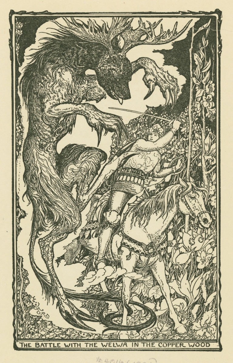 The battle with the Welwa in the Copper Wood by Henry Justice Ford