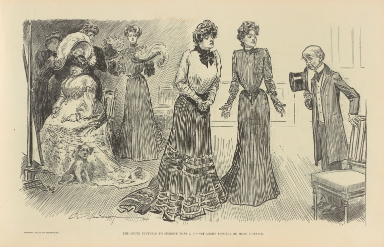The brute ventures to suggest that a bonnet might possibly be more suitable by Charles Dana Gibson