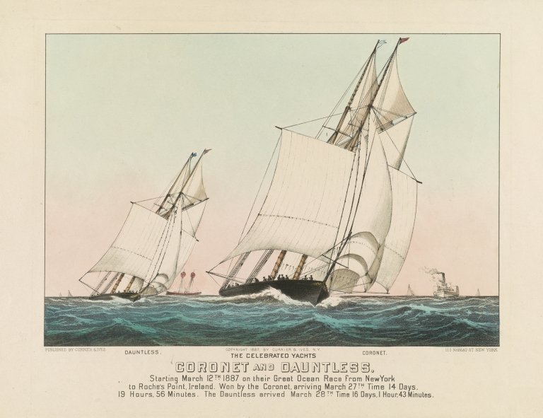 The celebrated Yachts Coronet and Dauntless by Currier & Ives.