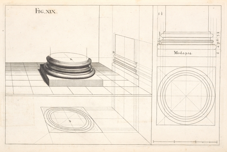 The Corinthian base in perspective. by Andrea Pozzo