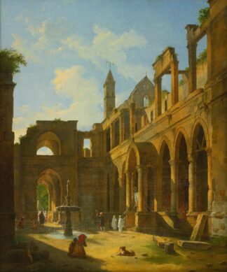 The Courtyard Of A Ruined Monastery by Jean-Baptiste Berlot