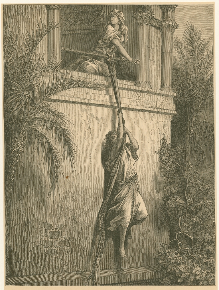 The escape of David through the window by Gustave Doré