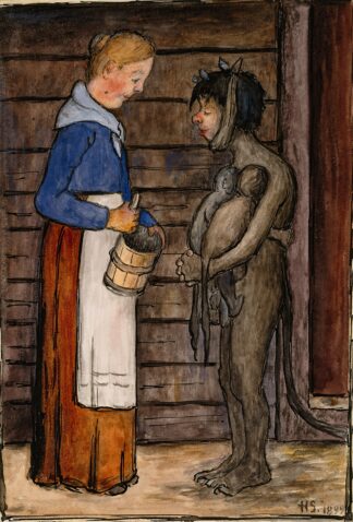 The Farmer’s Wife And Poor Devil by Hugo Simberg