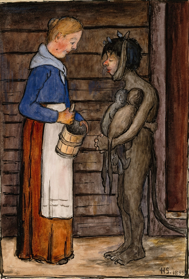 The Farmer’s Wife And Poor Devil by Hugo Simberg