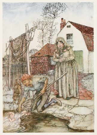 The fisherman and his wife had no children, and they were just longing for a baby by Arthur Rackham