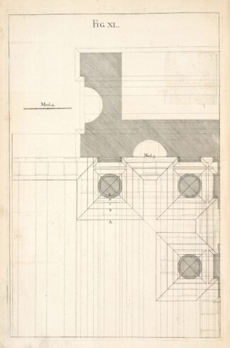 The geometrical plan of a design, of the Dorick order. by Andrea Pozzo