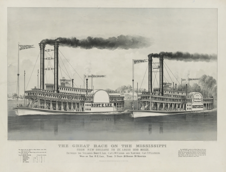 The great race on the Mississippi; from New Orleans to St. Louis 1210 miles by Currier & Ives.