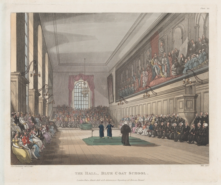 The Hall, Blue Coat School by Thomas Rowlandson