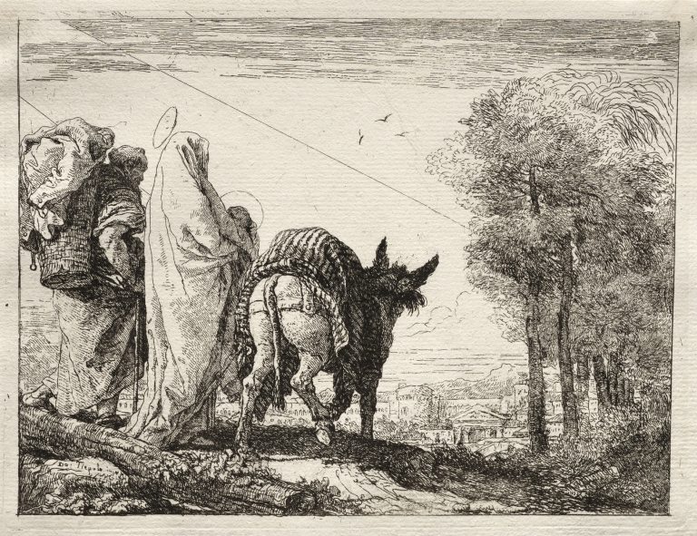 The Holy Family Approaching a Village by Giovanni Domenico Tiepolo
