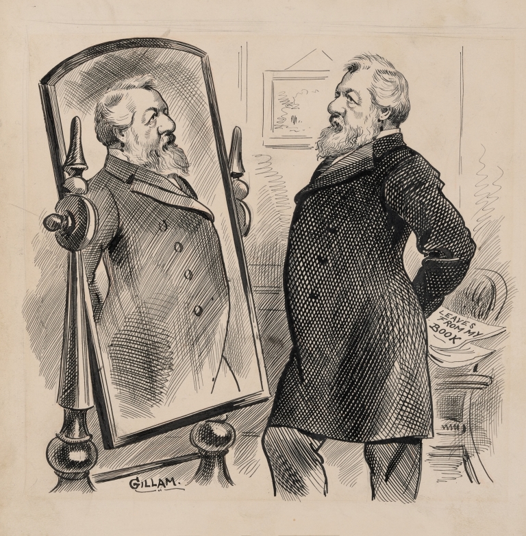 The hour has come, and the man is here! James Blaine’s ‘reflection’ as to who ought to be the next president by Bernard Gillam
