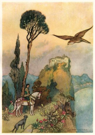 The King and the Falcon outside the Palace by Warwick Goble