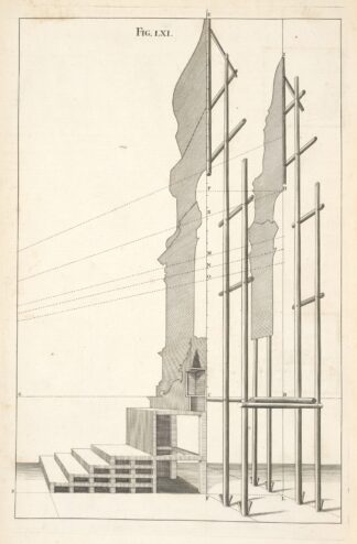 The manner of erecting machines, that consist of several ranges of frames. by Andrea Pozzo
