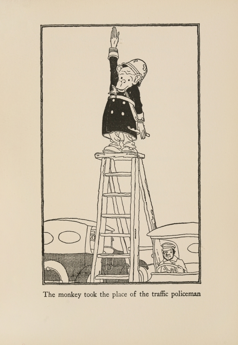 The monkey took the place of the traffic policeman by Miska Petersham