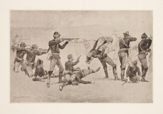 The opening of the fight at Wounded Knee by Frederic Remington
