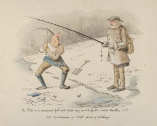 The Pike is a voracious fish and bites readily in the Winter months–Old Gentleman is VERY fond of fishing by John Leech