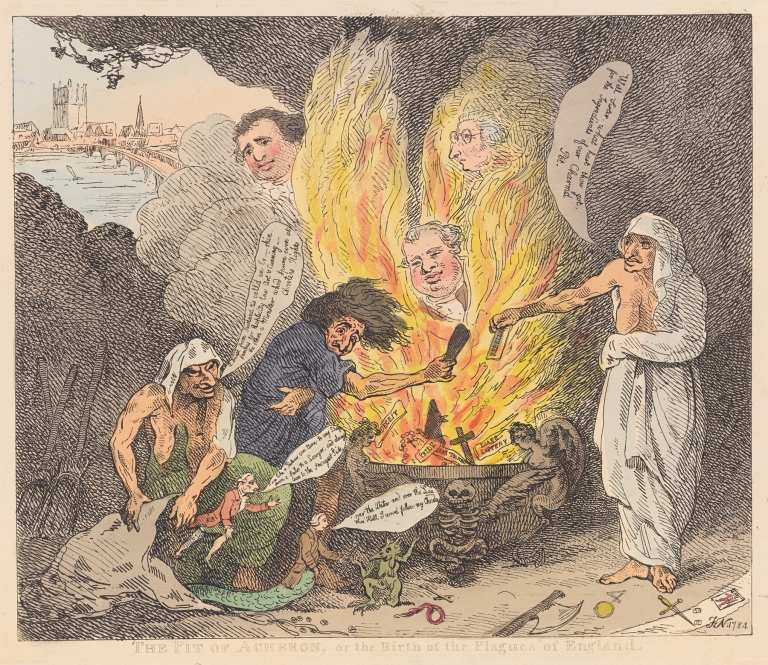 The Pit of Acheron, or the birth of the plagues of England by Thomas Rowlandson