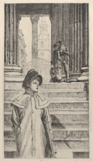 The Portico of the National Gallery, London by James Tissot