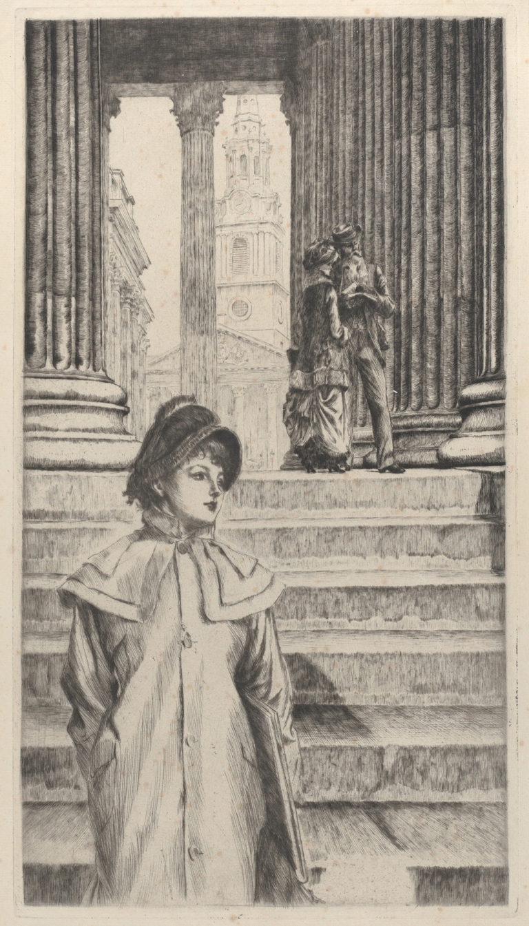 The Portico of the National Gallery, London by James Tissot
