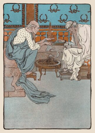The two old men’s hands shook together as they tried to warm themselves before the fire by Maud Hunt Squire