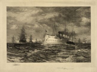 The White Squadron’s Farewell Salute to the Body of John Ericsson, New York Bay, August 23, 1890 by Edward Moran