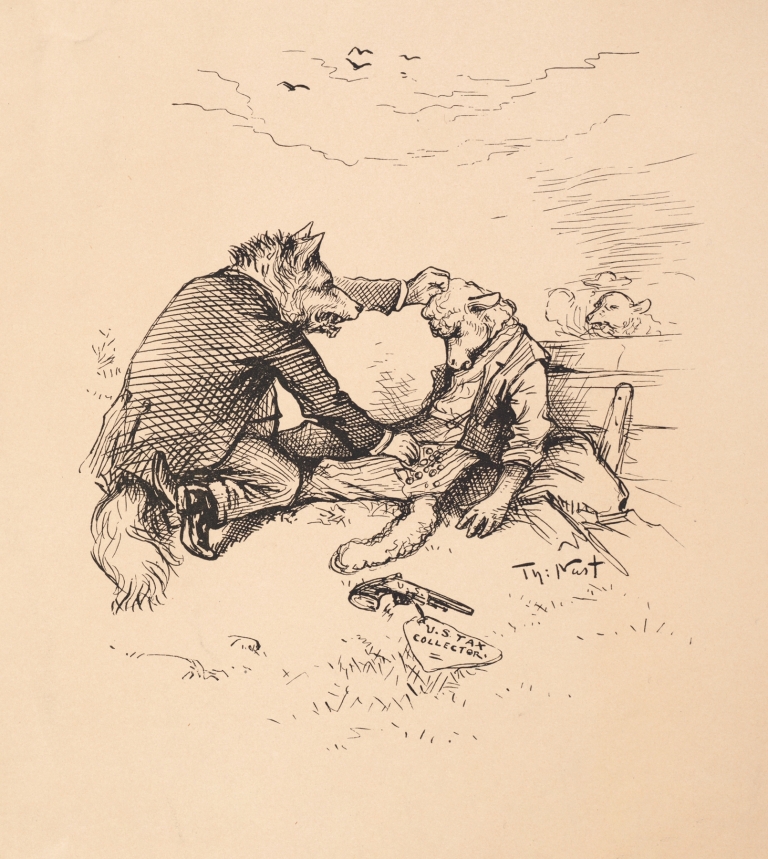 The wolf and the lamb fable by Thomas Nast