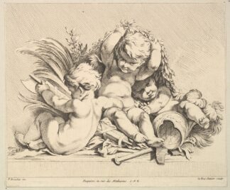 Three Cupids with Military Trophies by Louis-Felix de La Rue