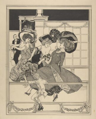Three Dancing Women in a Restaurant Watched by Cupid by Franz von Bayros