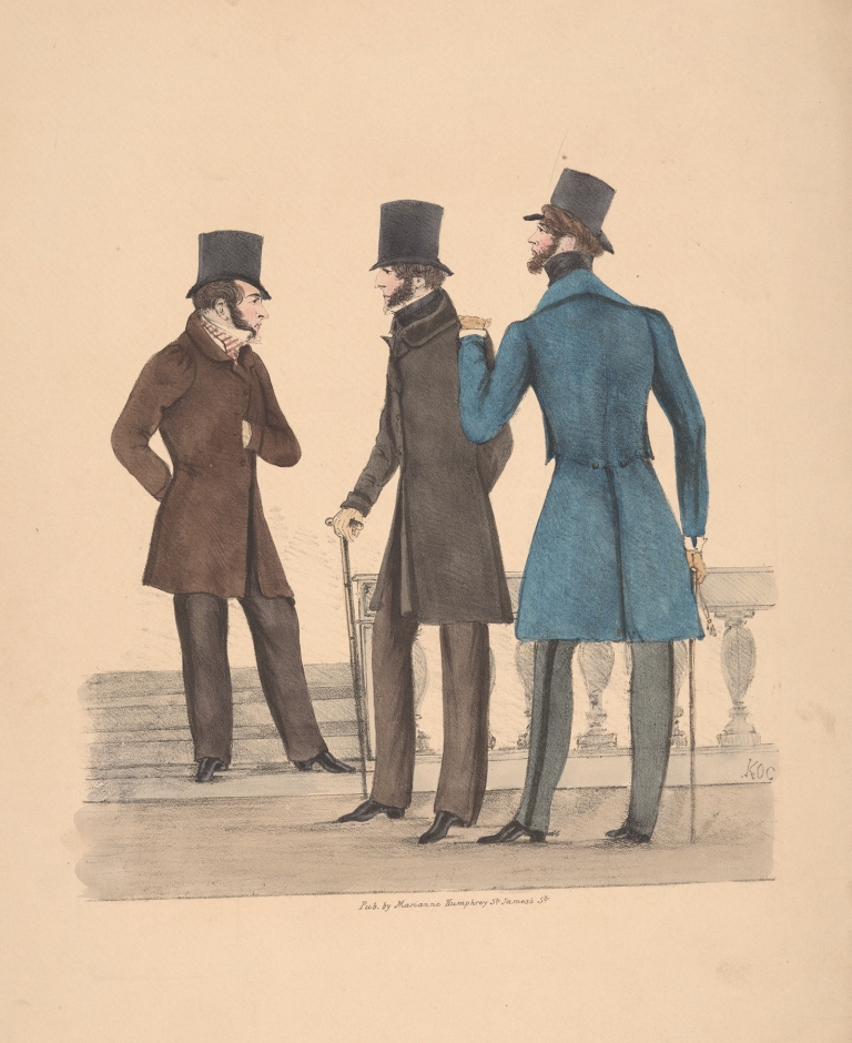 Three gentlemen standing near balustrade and steps by Anonymous